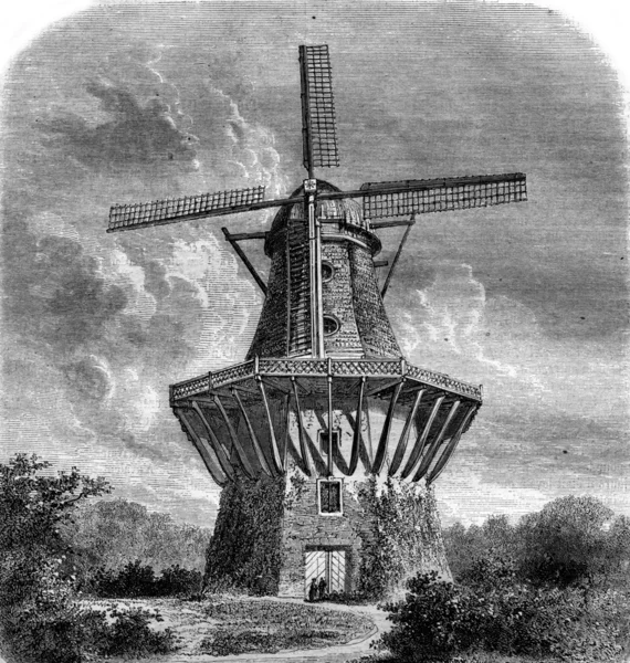 The Mill of Sans Souci, vintage engraving. — стокове фото