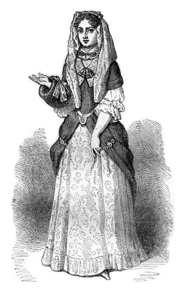 Madame d'Aulnoy, author of Tales, after an engraving of the seve — Stock Photo, Image