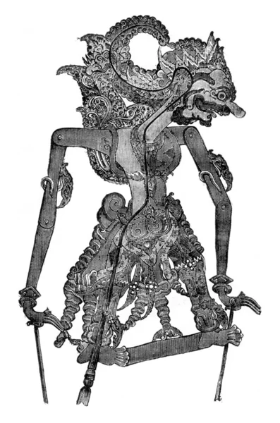 Kamsa, the Wayang-Purwa character, vintage engraving. — Φωτογραφία Αρχείου