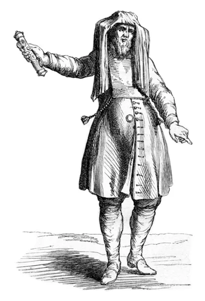 Jew holding the Mezuzah, vintage engraving. — Φωτογραφία Αρχείου