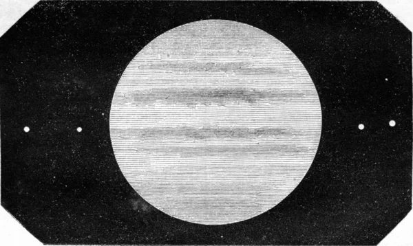 Jupiter văzută de pe pământ, gravură de epocă . — Fotografie, imagine de stoc