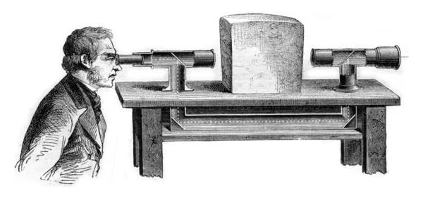 Découpe du télescope cassé, gravure vintage . — Photo