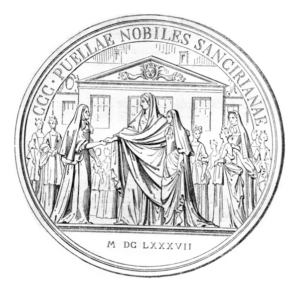 Medalla conmemorativa de la fundación de la casa de Saint-Cyr , — Foto de Stock