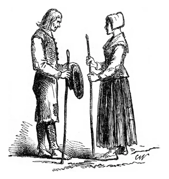 Beggars, vintage engraving. — Stock Fotó