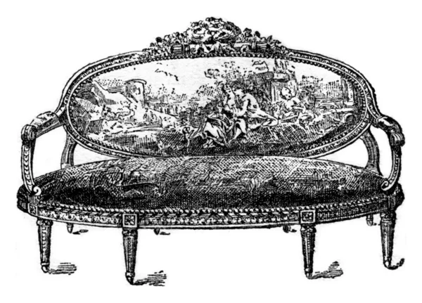 Sofa Louis XVI, vintage engraving. — Stock Photo, Image