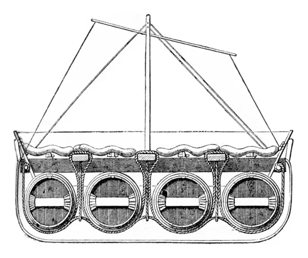 Raft Grandin verticale projectie, vintage gravure. — Stockfoto