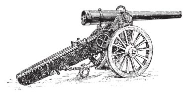 Siege Cannon, vintage engraving.