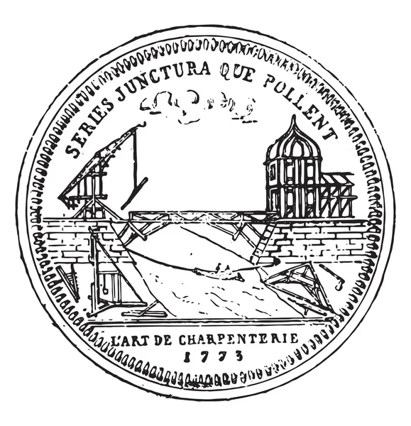 Jeton de la guilde des menuisiers Paris, XVIIIe siècle, vint — Image vectorielle