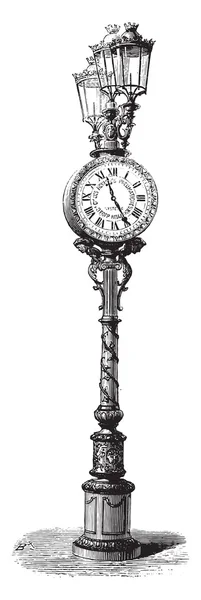 Pneumatické hodiny, v Paříži, vintage gravírování. — Stockový vektor