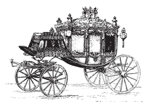 Gala carriages, vintage engraving. — Stock Vector
