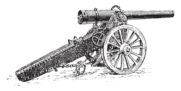 Siege Cannon, vintage engraving. — 스톡 벡터