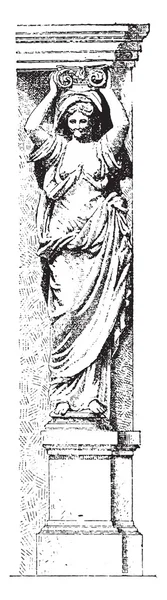 Caryatid, grabado vintage . — Archivo Imágenes Vectoriales