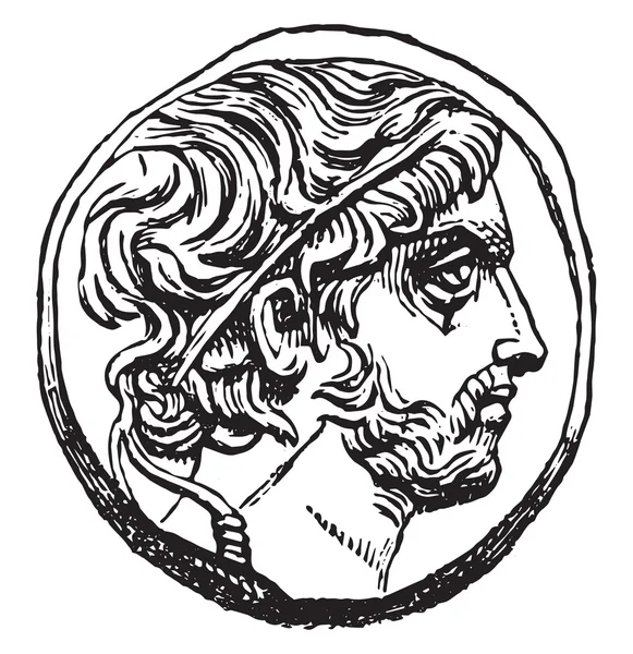Medaille van Philippus V van Macedonië, vintage gravure. — Stockvector