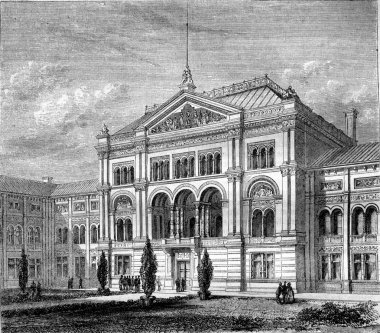 Kensington Museum, London, vintage engraving.