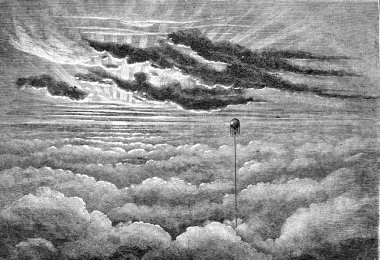 Gün batımı, vintage oyma.