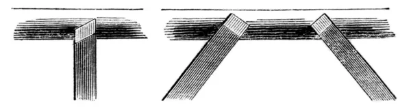 Right oblique and chisel, vintage engraving. — Stock Photo, Image
