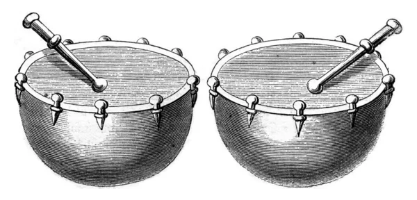 Timpani of war in 1536, vintage engraving. — Stock Photo, Image