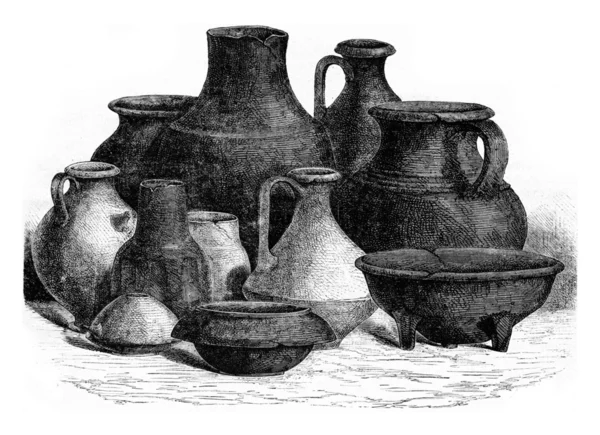 Galliska keramik, vintage gravyr. — Stockfoto