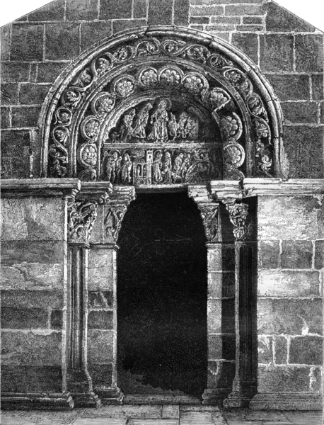Boční dveře (jižně) kostela Sainte-Madeleine ve Vezelay, VIN — Stock fotografie