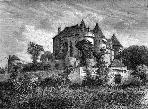 Het kasteel van Fenelon, vintage gravure. — Stockfoto