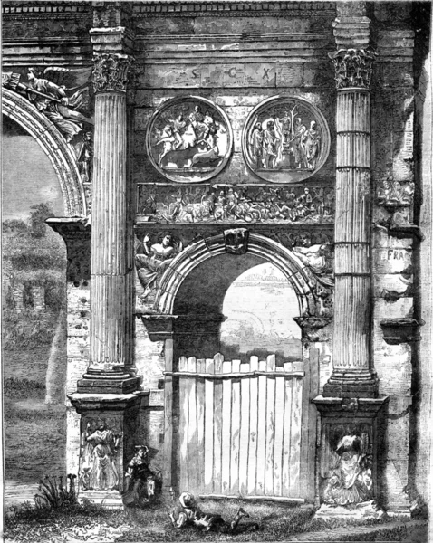 Oblouk Konstantina v Římě, rytina. — Stock fotografie