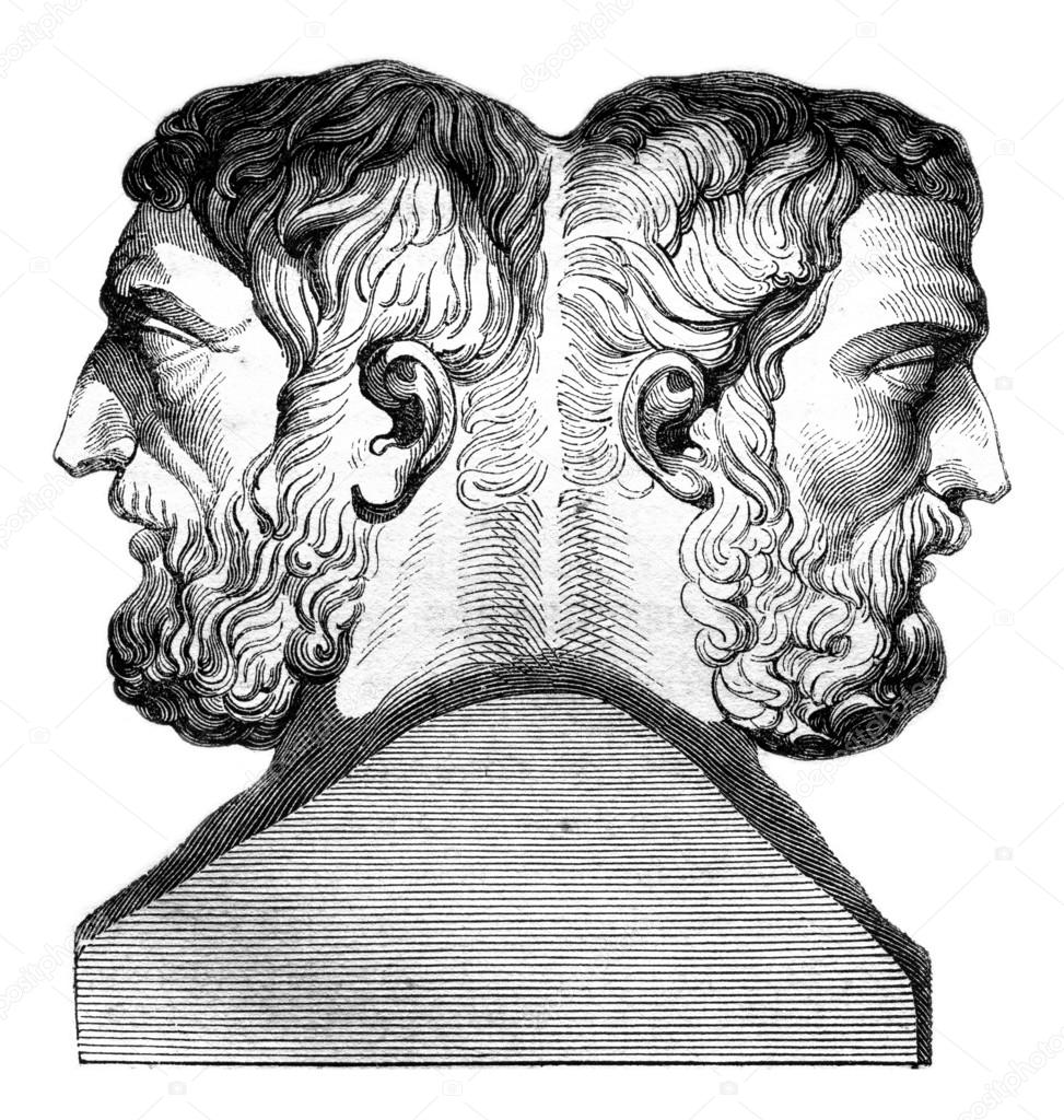 Hermes of Epicurus and Metrodorus, vintage engraving.