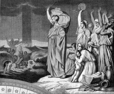 Kızıldeniz Geçişi, Hippolyte Flandrin tarafından boyama, içinde 