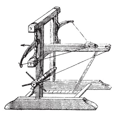 Catapult, vintage engraving.