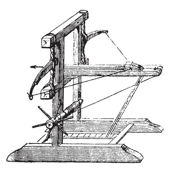 Catapult, vintage engraving. — Stockvector