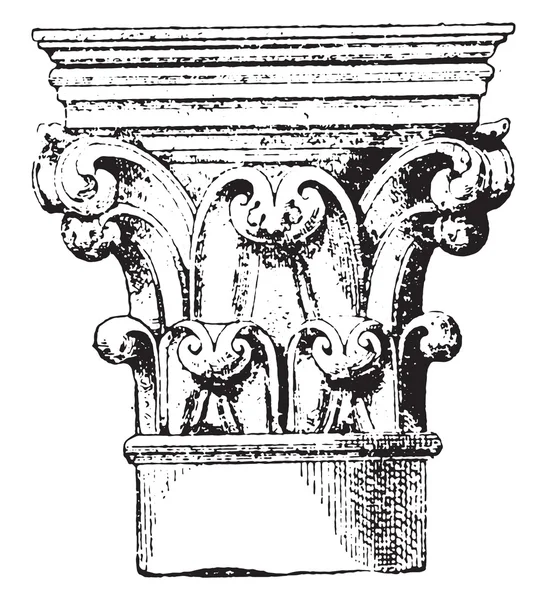 Kapital (xii århundradet), en av kolumnerna i kören av Notre- — Stock vektor