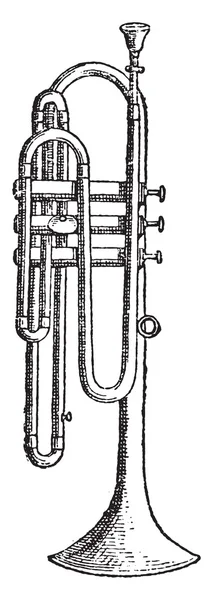 Flugelhorn, grabado vintage . — Archivo Imágenes Vectoriales