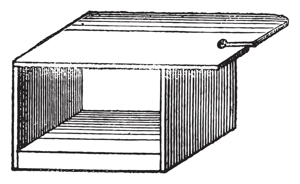 Kleine bank die van toepassing is van bocfil, vintage gravure. — Stockvector