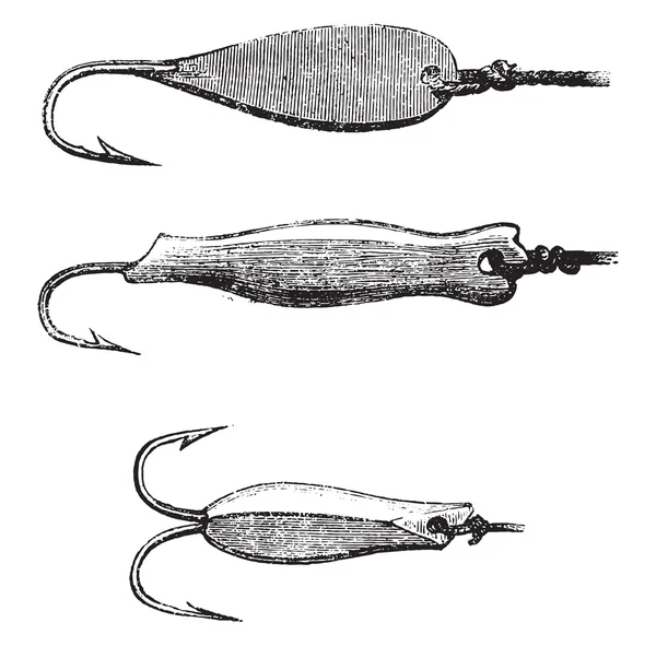 Várias iscas, gravura vintage . —  Vetores de Stock