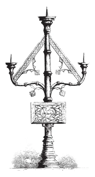 Candelabro con tres ramas en la iglesia de Saint-Vaast en G — Vector de stock