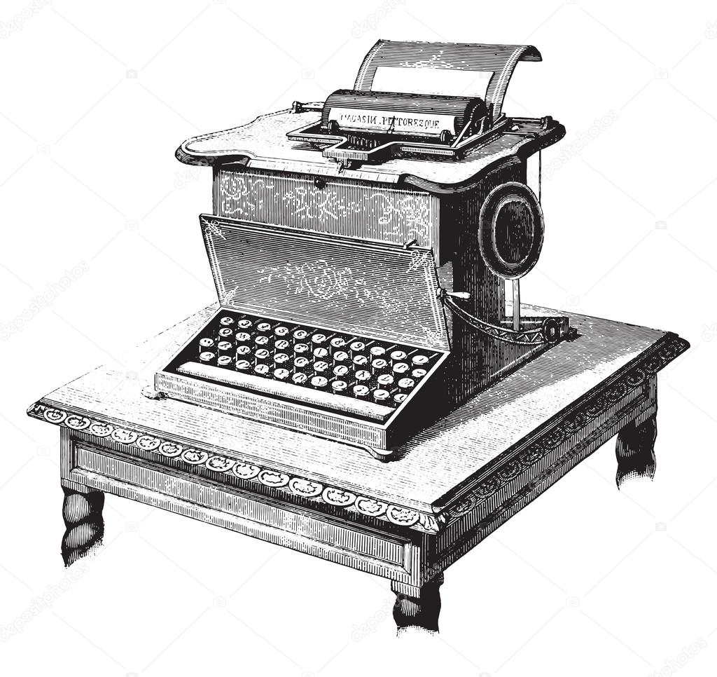 Engraving typewriter images vectorielles, Engraving typewriter vecteurs libres de droits | Depositphotos
