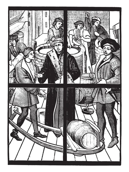 Bryggerierna, den femtonde århundradet glasmålningar i speciella — Stock vektor