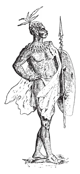 Güney Afrika'da bir kabile, vintage oyma.