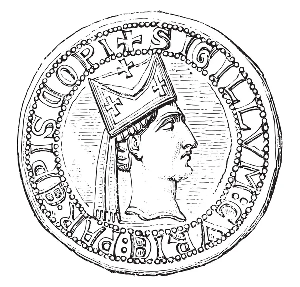 巴黎的 officialite。头部呈侧面，老式 engrav 的主教 — 图库矢量图片