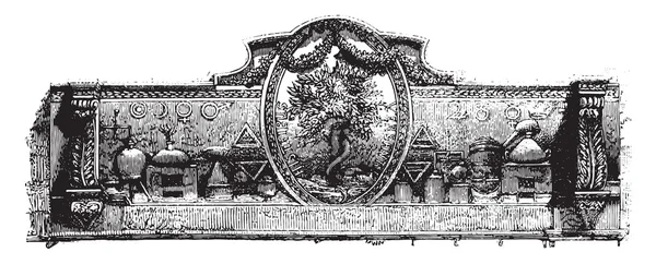 Enseignant un apothicaire du XVIIIe siècle, Dieppe, millésime — Image vectorielle