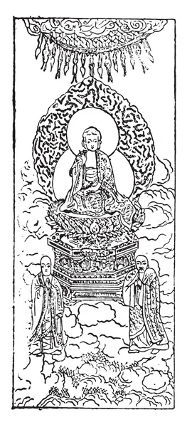 Boeddha, vintage gravure. — Stockvector