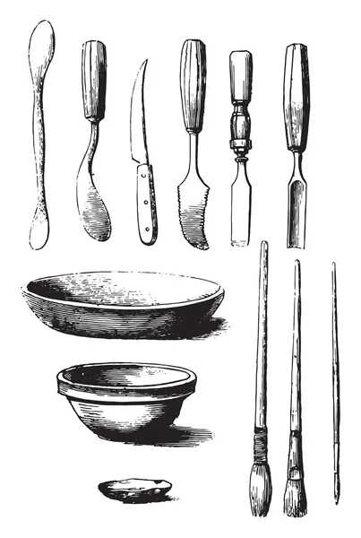 Utensils and tools for molding, vintage engraving. — ストックベクタ