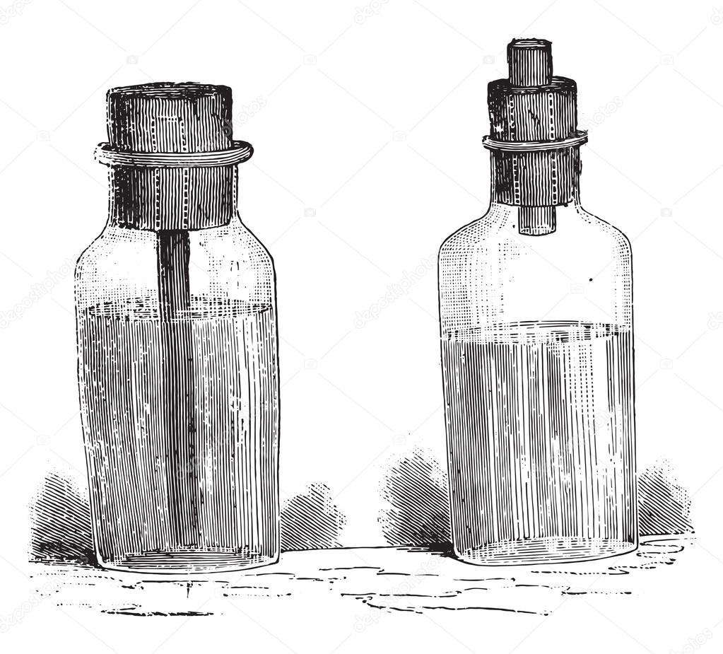 Bottles gasoline, vintage engraving. — Stock Vector © Morphart 104040350
