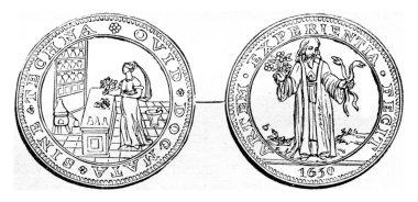 Token eczacı-drouguiste, Sağda, bir apot laboratuvar