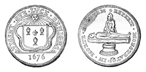 Other master surgeon token, At right, the weapons of the Faculty — Stock Photo, Image