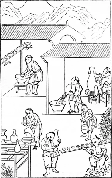 Biz daldırma ve üfleme, vintage gravür tarafından emaye.