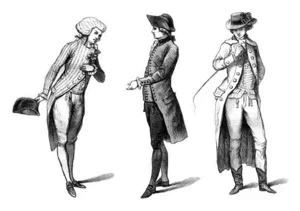 Young elegant in evening dress (1787), Bourgeois in mourning (17 — стокове фото