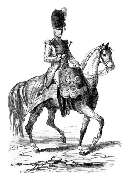 Timpanist gendarmes van de keizerlijke garde in 1804, vintage engra — Stockfoto