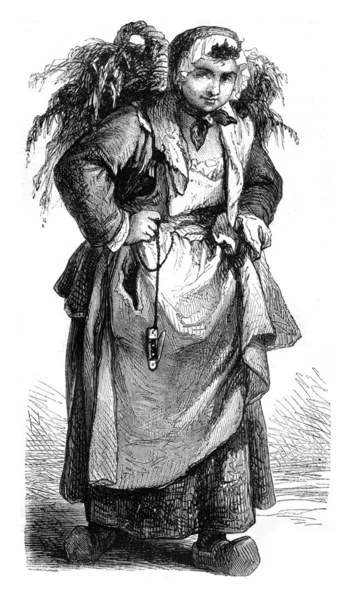 Merchant of oysters, vintage engraving. — Stock Photo, Image