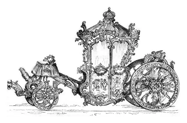 The gala Car of Gustav III, Stockholm, vintage engraving. — Stok fotoğraf