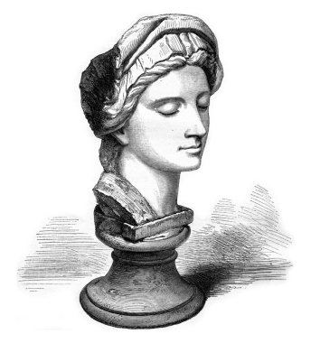 Kensington Museum, London, A marble Michelangelo, vintage engrav